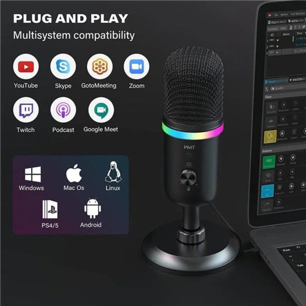 Condenser Gaming Microphone for Streaming Podcast YouTube Discord